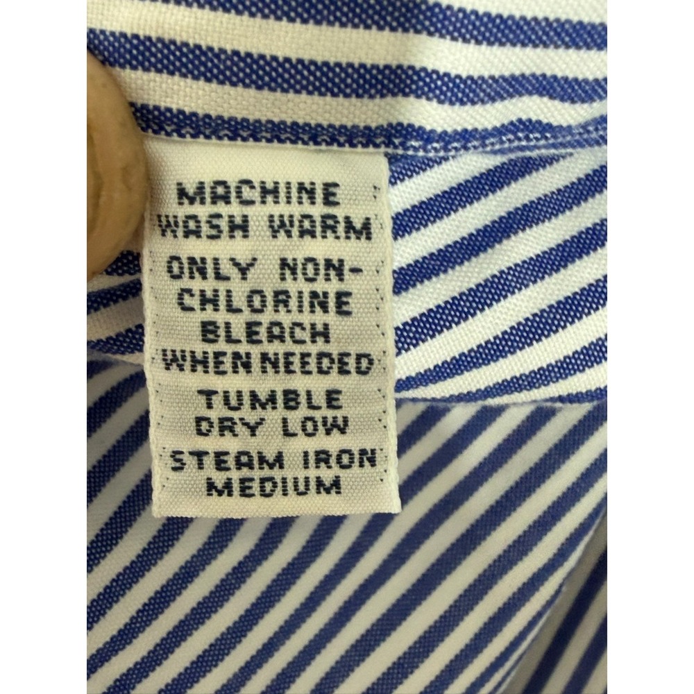 Vtg Ralph Lauren 15 M Men's Striped Long Sleeve Button Down Preppy 90s Blue - Picture 8 of 8